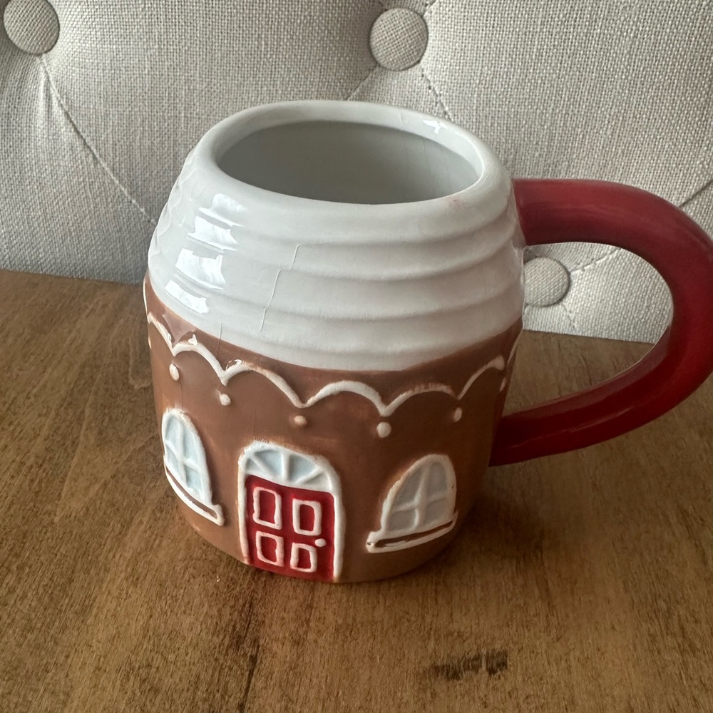 Christmas Gingerbread Mug with Red Handle